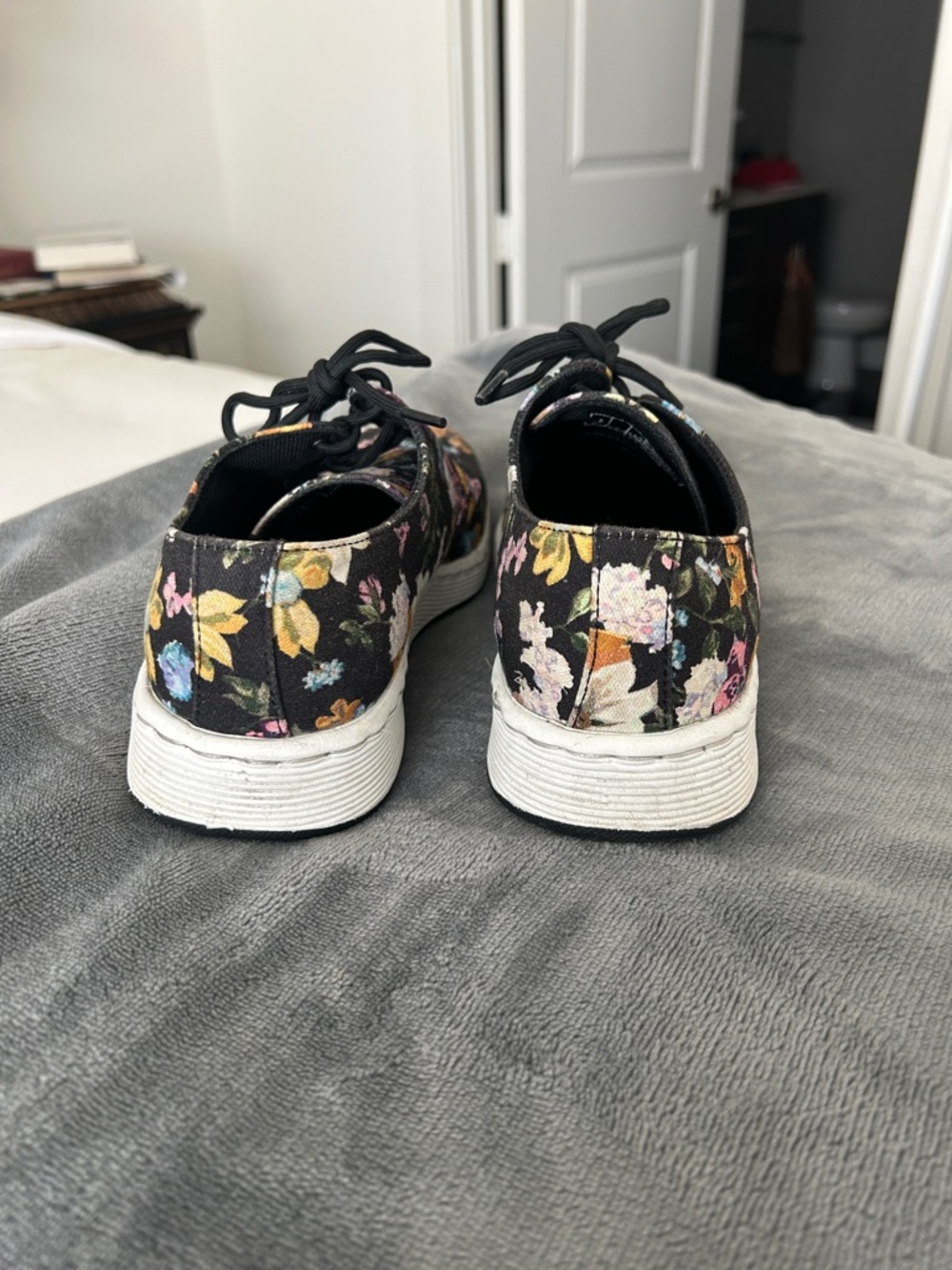 Dr. Martens Black Floral Canvas Lace-Up Sneakers - Picture 2 of 6
